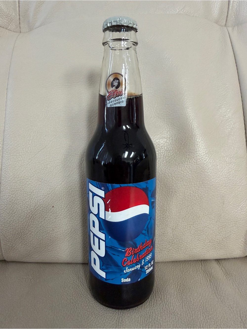 Pepsi Cola glass bottle created for the Elvis Presley Birthday